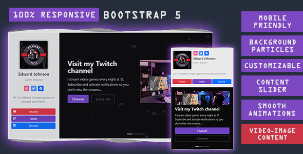 Responsive Streamer & Gamer Profile Page - CodeCanyon Item for Sale