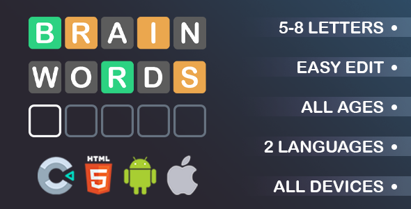 Brain Words - Construct 3 - .c3p - HTML5 - Full Game - CodeCanyon Item for Sale
