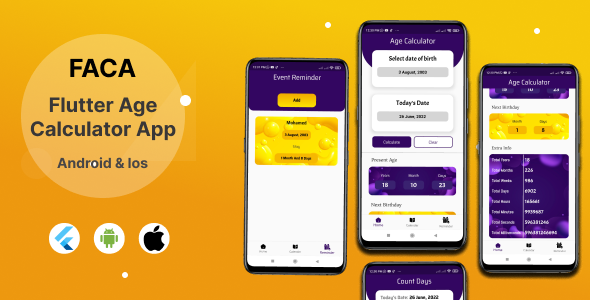 FACA - Flutter Age Calculator App - CodeCanyon Item for Sale