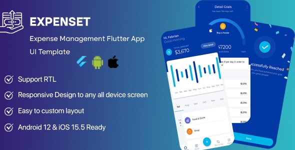 Expenset - Expense Management Flutter App UI Template - CodeCanyon Item for Sale