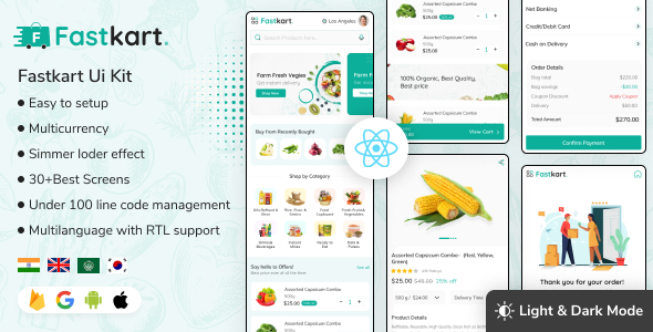 Fastkart - Grocery eCommerce react native ui Kit - CodeCanyon Item for Sale
