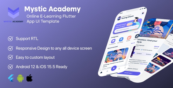Mystic Academy - Online E-Learning Flutter App UI Template - CodeCanyon Item for Sale