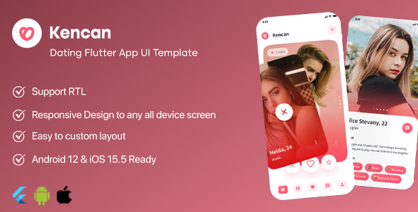 Kencan - Dating Flutter App UI Template - CodeCanyon Item for Sale