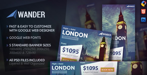 Wander - Travel HTML5 Ad Template - CodeCanyon Item for Sale