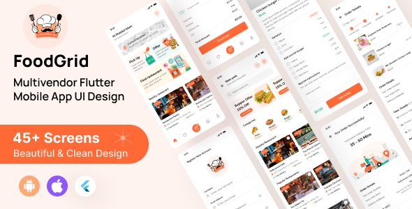 FoodGrid - Multivendor Food Delivery Flutter App UI Kit (Android & iOS) - CodeCanyon Item for Sale