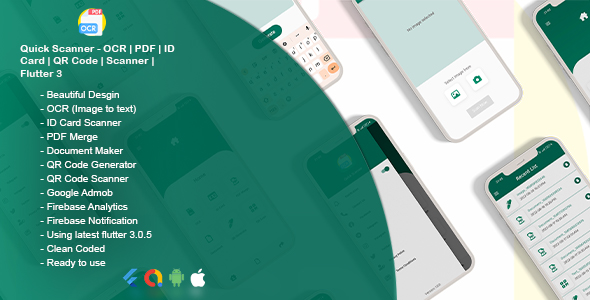 Quick Scanner - Ocr | PDF | Id Card | QR Code | Scanner | Flutter 3.24 - CodeCanyon Item for Sale