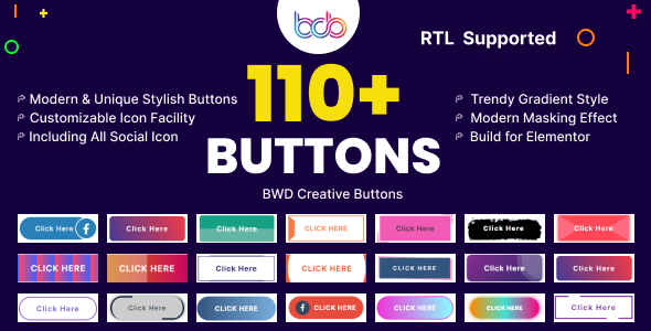 BWD creative buttons elementor addon - CodeCanyon Item for Sale
