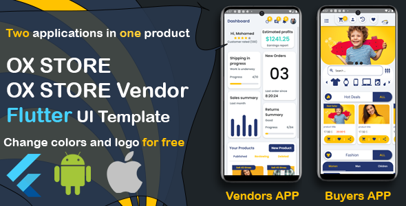 OX STORE Multi vendor e-commerce Flutter Full App UI Kit 2 APP - CodeCanyon Item for Sale