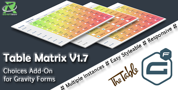 Table Matrix for Gravity Forms - Multiple Choice Field Add-On - CodeCanyon Item for Sale