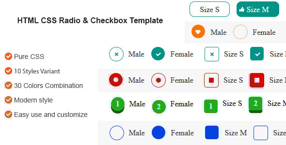 HTML CSS Radio and Checkbox Template - CodeCanyon Item for Sale