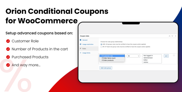 Orion Conditional Coupon for Woocommerce - CodeCanyon Item for Sale