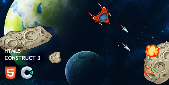 Asteroids Crusher Construct 3 HTML5 Game - CodeCanyon Item for Sale
