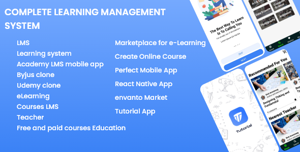 React Native | E learning App | LMS| Byjus | Udemy | eLearning | Videos | Education |Tutorial App - CodeCanyon Item for Sale