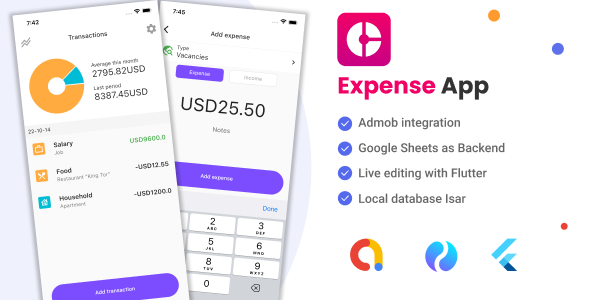 Flutter Expenses Manager Complete App with Admob - CodeCanyon Item for Sale