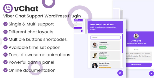vChat - Viber Chat Support WordPress Plugin - CodeCanyon Item for Sale