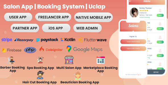 Booking System, UClap,On Demand Home Service App , Urban Clap Clone ,Beauty Salons, Spa , Barber app - CodeCanyon Item for Sale
