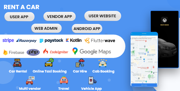Online Taxi Booking System | Car rental| Car hire| Cab booking | Multivendor |Travel |Vehicle app - CodeCanyon Item for Sale