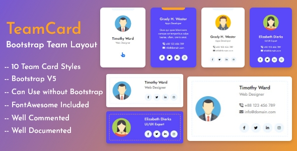 TeamCard | Bootstrap Team Member Layout - CodeCanyon Item for Sale