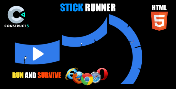Stick Runner - HTML5 Game (With Construct 3 Source-code .c3p) - CodeCanyon Item for Sale