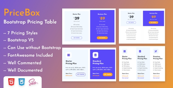 PriceBox | Bootstrap Pricing Table - CodeCanyon Item for Sale