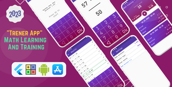 Trener v1.1 - Math Learning & Training App | Flutter & SQLite | Android & iOS - CodeCanyon Item for Sale