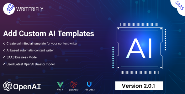 Writerifly - OpenAI Writer Assistant With Custom Writing Templates (SAAS) - CodeCanyon Item for Sale