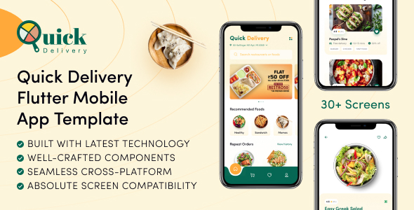 Quick Delivery - Food Delivery Mobile App Flutter Template - CodeCanyon Item for Sale