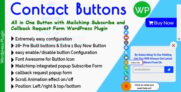 Contact Buttons - All in One Button with Mailchimp Subscribe and Callback Request Form for WordPress - CodeCanyon Item for Sale