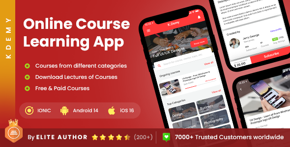 2 App Template | eLearning App | Online Courses App | Online Studies App | Online Exam App | Kdemy - CodeCanyon Item for Sale