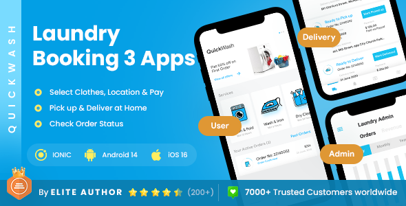 6 App| Laundry Booking App| Single Vendor Laundry Services App| Dry Cleaning| Quickwash - CodeCanyon Item for Sale