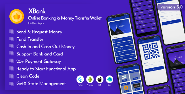 XBank - Online Banking & Money Transfer Wallet Flutter App - CodeCanyon Item for Sale