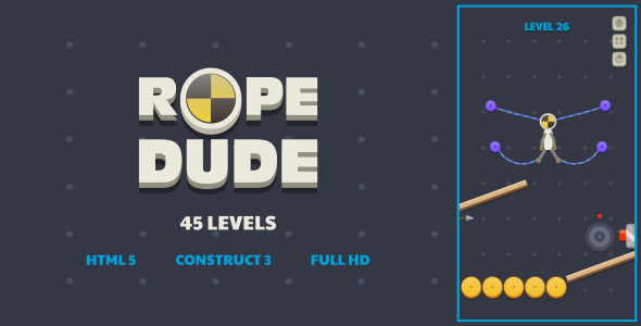 Rope Dude - HTML5 Game (Construct3) - CodeCanyon Item for Sale