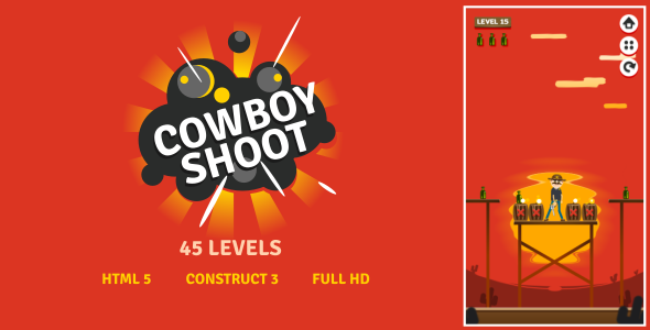 Cowboy Shoot - HTML5 Game (Construct3) - CodeCanyon Item for Sale