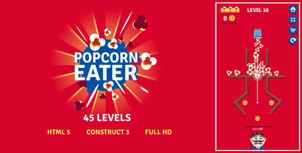 Popcorn Eater - HTML5 Game (Construct3) - CodeCanyon Item for Sale