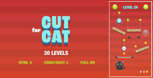Cut For Cat - HTML5 Game (Construct3) - CodeCanyon Item for Sale