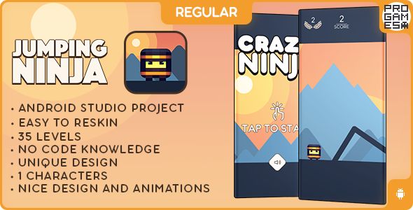 Jumping Ninja (REGULAR) - ANDROID - BUILDBOX CLASSIC game - CodeCanyon Item for Sale