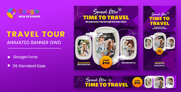 Travel Google Adwords HTML5 Banner Ads GWD - CodeCanyon Item for Sale