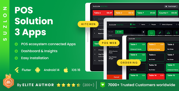 5 Apps Template | Restaurant POS System Software | Restaurant Kitchen & Ordering App | Suzlon POS - CodeCanyon Item for Sale