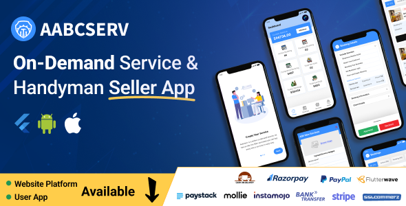 Aabcserv - Multivendor On-Demand Service & Handyman Marketplace Flutter Seller App - CodeCanyon Item for Sale