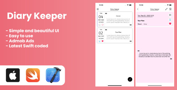 Diary and Notes Keeper - iOS - CodeCanyon Item for Sale