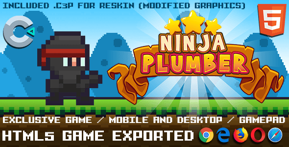 Ninja Plumber - HTML5 Game with .c3p for Reskin - CodeCanyon Item for Sale
