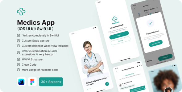 Medics App(IOS UI Kit Swift UI ) - CodeCanyon Item for Sale