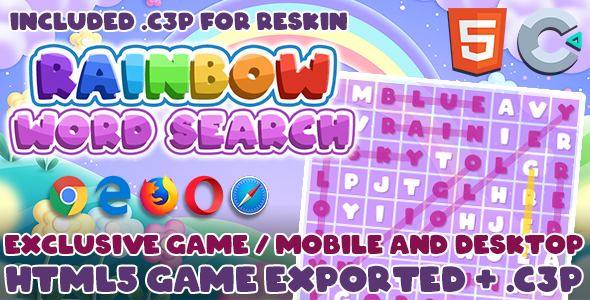 Rainbow Word Search - HTML5 Game / Construct 3 Source-Code - CodeCanyon Item for Sale