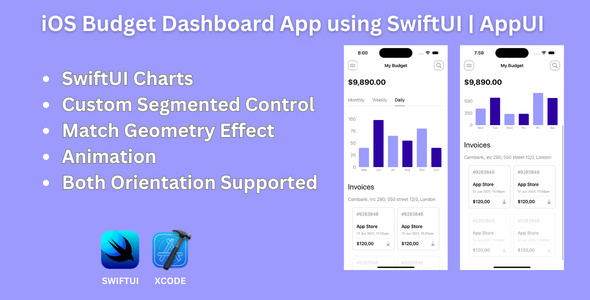 iOS Budget Dashboard App using SwiftUI | AppUI - CodeCanyon Item for Sale
