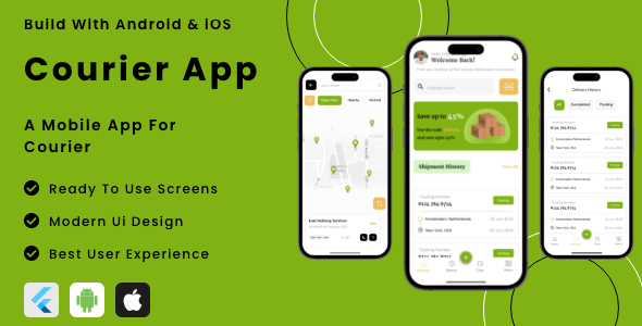 Courier App - Flutter Mobile App Template - CodeCanyon Item for Sale