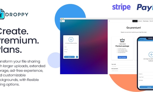 Premium subscription - Droppy online file transfer and sharing by Proxibolt