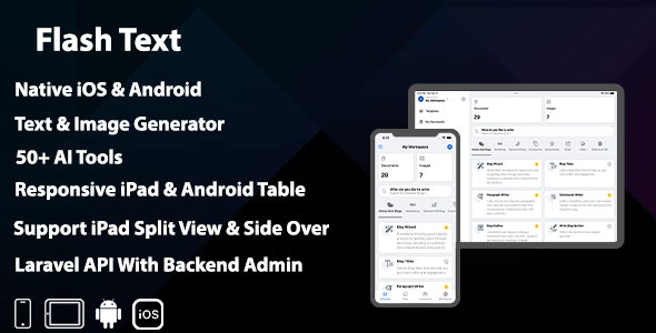 FlashText - AI Content Writing Platform for Web & Android & iOS (SaaS) - CodeCanyon Item for Sale