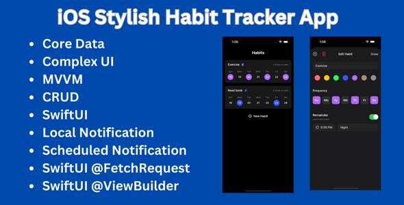 iOS Stylish Habit Tracker App Using SwiftUI - CodeCanyon Item for Sale