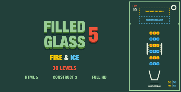 Filled Glass 5 Fire & Ice - HTML5 Game (Construct3) - CodeCanyon Item for Sale