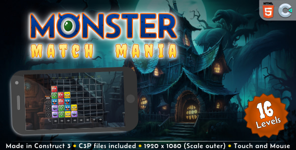 Monster Match Mania - HTML5 Casual game - CodeCanyon Item for Sale